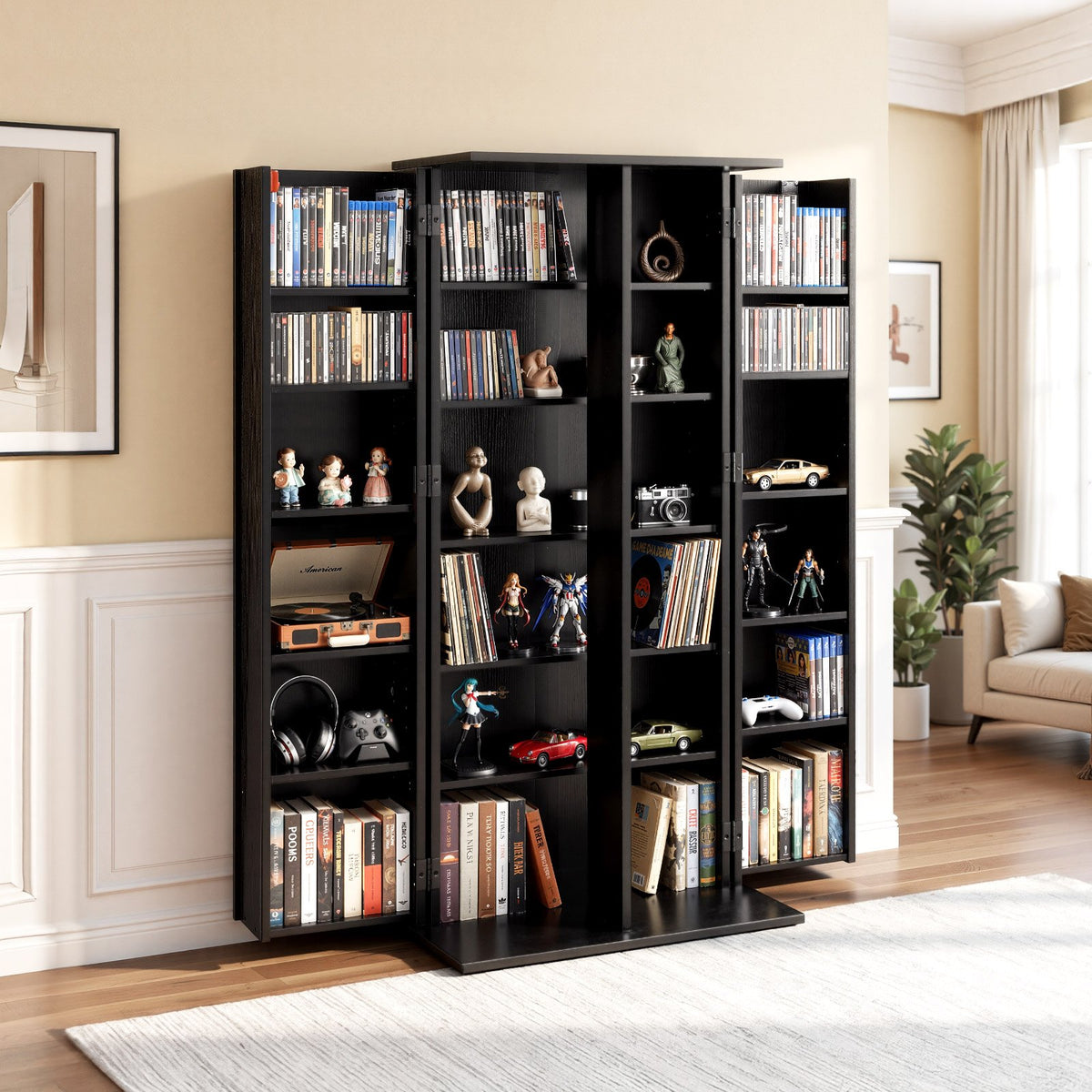 VEVOR Media Storage Cabinet, 6-Tier DVD Shelf Organizer, 24.02 x 14.49 x 50 in Multimedia Storage Organizer for CDs, DVDs, Books, Games, CD Shelf for Living Room, Home Office, Recording Room, Black - CDCCJFBS24GHJOLNM001V0 - view 9
