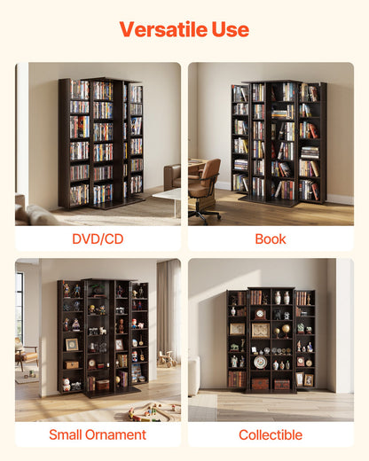VEVOR Media Storage Cabinet, 6-Tier DVD Shelf Organizer, 24.02 x 14.49 x 50 in Multimedia Storage Organizer for CDs, DVDs, Books, Games, CD Shelf for Living Room, Home Office, Recording Room, Brown - CDCCJFBS24GSI4XH2001V0 - view 7
