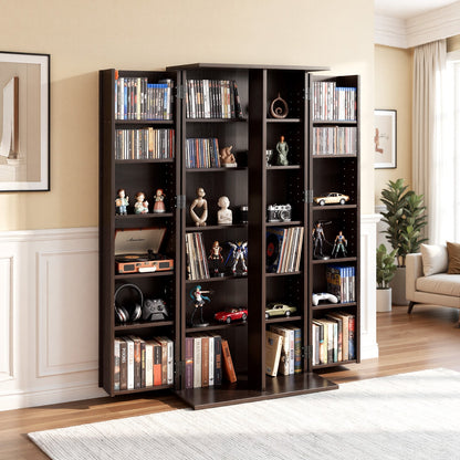 VEVOR Media Storage Cabinet, 6-Tier DVD Shelf Organizer, 24.02 x 14.49 x 50 in Multimedia Storage Organizer for CDs, DVDs, Books, Games, CD Shelf for Living Room, Home Office, Recording Room, Brown - CDCCJFBS24GSI4XH2001V0 - view 9