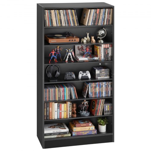VEVOR Media Storage Cabinet, 7-Tier DVD Shelf Organizer, 27.56 x 11.81 x 55.12 in Multimedia Storage Organizer for CDs, DVDs, Books and Games, CD Shelf for Living Room, Home Office, Recording Room - CDCCJHSKFS7GJ9USX001V0 - view 2