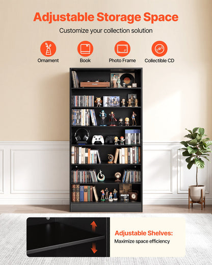 VEVOR Media Storage Cabinet, 7-Tier DVD Shelf Organizer, 27.56 x 11.81 x 55.12 in Multimedia Storage Organizer for CDs, DVDs, Books and Games, CD Shelf for Living Room, Home Office, Recording Room - CDCCJHSKFS7GJ9USX001V0 - view 3