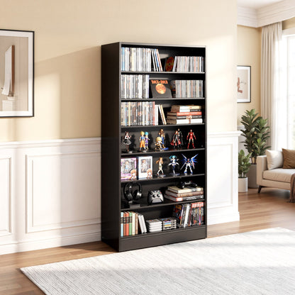 VEVOR Media Storage Cabinet, 7-Tier DVD Shelf Organizer, 27.56 x 11.81 x 55.12 in Multimedia Storage Organizer for CDs, DVDs, Books and Games, CD Shelf for Living Room, Home Office, Recording Room - CDCCJHSKFS7GJ9USX001V0 - view 9