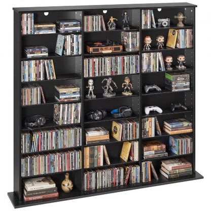 VEVOR Media Storage Cabinet, 8-Tier DVD Shelf Organizer, 55.91 x 8.66 x 51.18 in Multimedia Storage Organizer for CDs, DVDs, Books & Games, CD Shelf for Living Room, Home Office, Recording Room, Black - CDCCJKFS24GHLN8MC001V0 - view 2