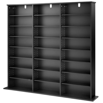 VEVOR Media Storage Cabinet, 8-Tier DVD Shelf Organizer, 55.91 x 8.66 x 51.18 in Multimedia Storage Organizer for CDs, DVDs, Books & Games, CD Shelf for Living Room, Home Office, Recording Room, Black - CDCCJKFS24GHLN8MC001V0 - view 10