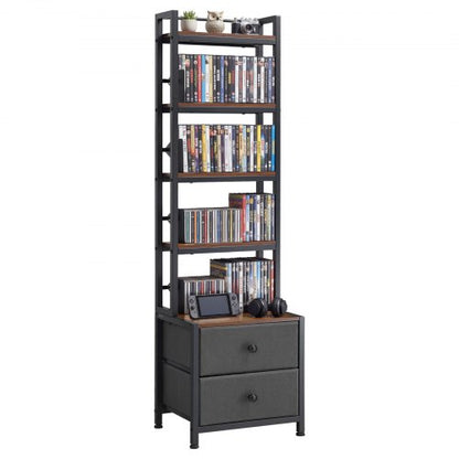 VEVOR Media Storage Cabinet, 4-Shelf DVD Shelf Organizer with Drawers, 15.75 x 11.81 x 56.50 in Multimedia Storage Organizer for CDs, DVDs, Books and Games, CD Cabinet for Living Room, Home Office - CDCCJLDSSNJ6U6Z4D001V0 - view 2
