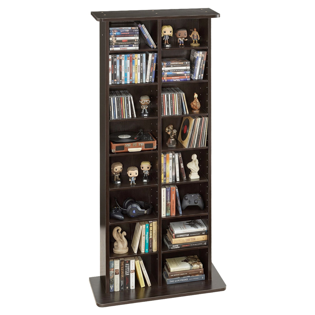 VEVOR Media Storage Cabinet, 8-Tier DVD Shelf Organizer, 22.01 x 8.74 x 50.98 in Multimedia Storage Organizer for CDs, DVDs, Books and Games, CD Shelf for Living Room, Home Office, Recording Room - CDCCJSKSTDKF9FXE7001V0 - view 1