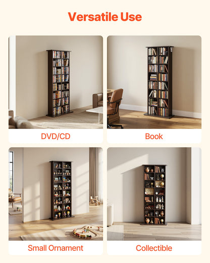 VEVOR Media Storage Cabinet, 8-Tier DVD Shelf Organizer, 22.01 x 8.74 x 50.98 in Multimedia Storage Organizer for CDs, DVDs, Books and Games, CD Shelf for Living Room, Home Office, Recording Room - CDCCJSKSTDKF9FXE7001V0 - view 7
