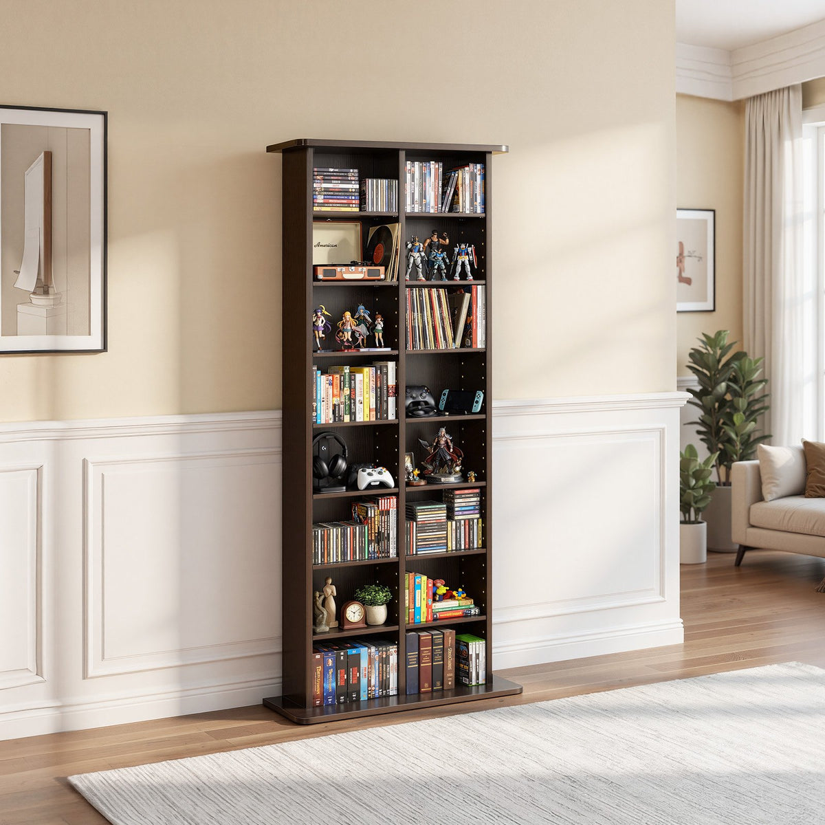 VEVOR Media Storage Cabinet, 8-Tier DVD Shelf Organizer, 22.01 x 8.74 x 50.98 in Multimedia Storage Organizer for CDs, DVDs, Books and Games, CD Shelf for Living Room, Home Office, Recording Room - CDCCJSKSTDKF9FXE7001V0 - view 9