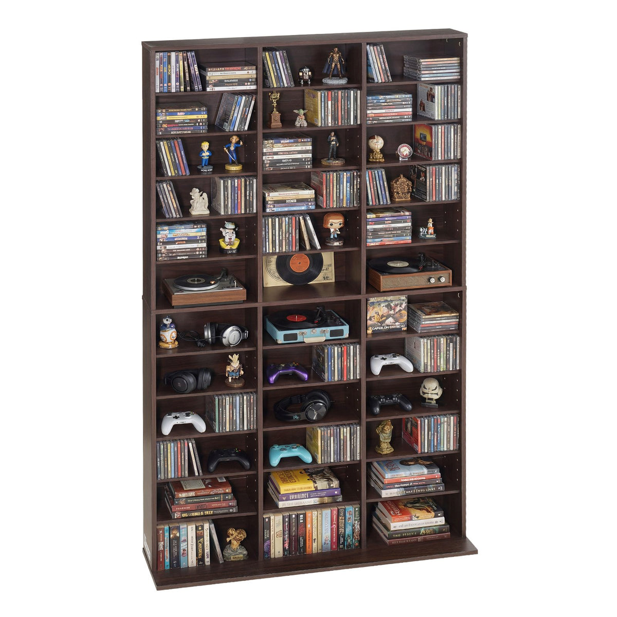 VEVOR Media Storage Cabinet, 12-Tier DVD Shelf Organizer, 40.08 x 9.09 x 71.26 in Multimedia Storage Organizer for CDs, DVDs, Books and Games, CD Shelf for Living Room, Home Office, Recording Room - CDCCJSKSTDKFASIL6001V0 - view 1
