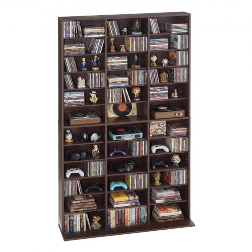 VEVOR Media Storage Cabinet, 12-Tier DVD Shelf Organizer, 40.08 x 9.09 x 71.26 in Multimedia Storage Organizer for CDs, DVDs, Books and Games, CD Shelf for Living Room, Home Office, Recording Room - CDCCJSKSTDKFASIL6001V0 - view 2