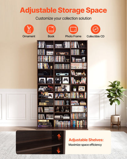 VEVOR Media Storage Cabinet, 12-Tier DVD Shelf Organizer, 40.08 x 9.09 x 71.26 in Multimedia Storage Organizer for CDs, DVDs, Books and Games, CD Shelf for Living Room, Home Office, Recording Room - CDCCJSKSTDKFASIL6001V0 - view 3