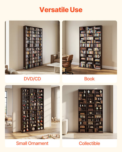VEVOR Media Storage Cabinet, 12-Tier DVD Shelf Organizer, 40.08 x 9.09 x 71.26 in Multimedia Storage Organizer for CDs, DVDs, Books and Games, CD Shelf for Living Room, Home Office, Recording Room - CDCCJSKSTDKFASIL6001V0 - view 7
