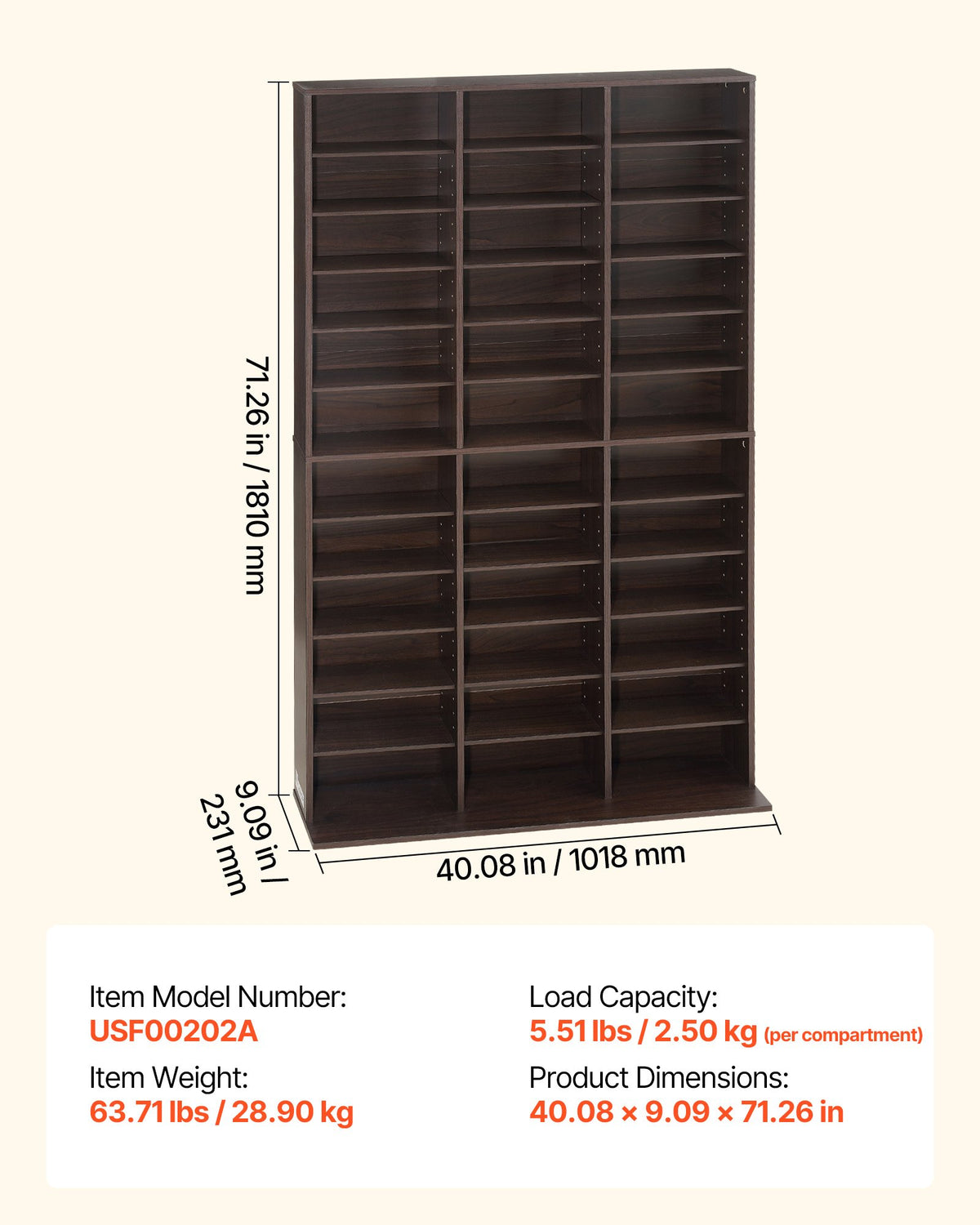 VEVOR Media Storage Cabinet, 12-Tier DVD Shelf Organizer, 40.08 x 9.09 x 71.26 in Multimedia Storage Organizer for CDs, DVDs, Books and Games, CD Shelf for Living Room, Home Office, Recording Room - CDCCJSKSTDKFASIL6001V0 - view 8