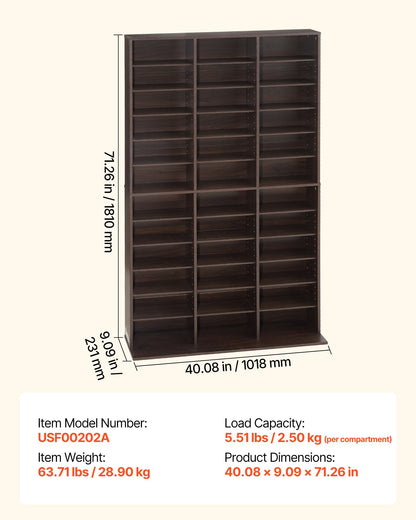 VEVOR Media Storage Cabinet, 12-Tier DVD Shelf Organizer, 40.08 x 9.09 x 71.26 in Multimedia Storage Organizer for CDs, DVDs, Books and Games, CD Shelf for Living Room, Home Office, Recording Room - CDCCJSKSTDKFASIL6001V0 - view 8