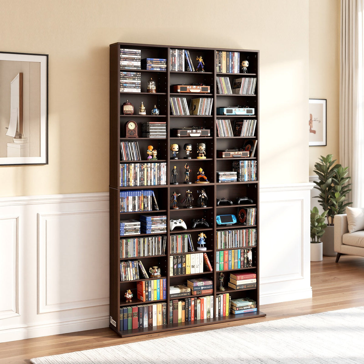 VEVOR Media Storage Cabinet, 12-Tier DVD Shelf Organizer, 40.08 x 9.09 x 71.26 in Multimedia Storage Organizer for CDs, DVDs, Books and Games, CD Shelf for Living Room, Home Office, Recording Room - CDCCJSKSTDKFASIL6001V0 - view 9