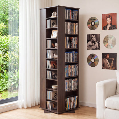 VEVOR Media Storage Cabinet, CD Rack Tower, 34 Compartments Rotating Media Tower Rack for CDs, DVDs, Books and Game Discs, DVD Stand for Living Room, Home Office and Recording Room, Brown - CDCCJSKSTDXZFAFHT001V0 - view 1