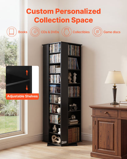 VEVOR Media Storage Cabinet, CD Rack Tower, 34 Compartments Rotating Media Tower Rack for CDs, DVDs, Books and Game Discs, DVD Stand for Living Room, Home Office and Recording Room, Black - CDCCJXZS34GHL5RNW001V0 - view 5
