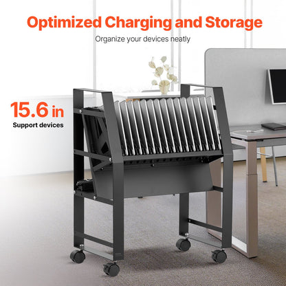 VEVOR Charging Cart, 16 Device Mobile Open Charging Station, Up to 15.6 in Screen Size, Office and Classroom Mobile Charging Cart, for Chromebook, Tablet and Laptop - CDCKFS156INCI9KJIV1 - view 3