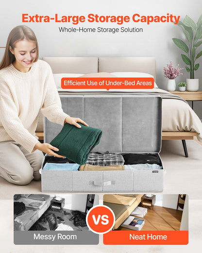 VEVOR Under Bed Storage with Lids, 31.7 x 15.9 x 6.1 Inch, 48L Large Underbed Clothes Storage Containers, Low Profile Gray Under Bed Drawer Shoe Organizer Bins Box for Blanket Shoe Bedroom, 2 Pack - CDCWFBFMBWL24ZZRA001V0 - view 5