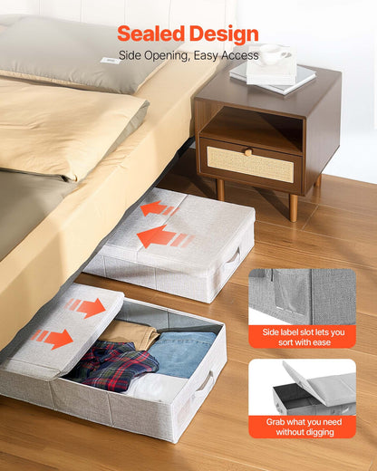 VEVOR Under Bed Storage with Lids, 31.7 x 15.9 x 6.1 Inch, 48L Large Underbed Clothes Storage Containers, Low Profile Gray Under Bed Drawer Shoe Organizer Bins Box for Blanket Shoe Bedroom, 2 Pack - CDCWFBFMBWL24ZZRA001V0 - view 6
