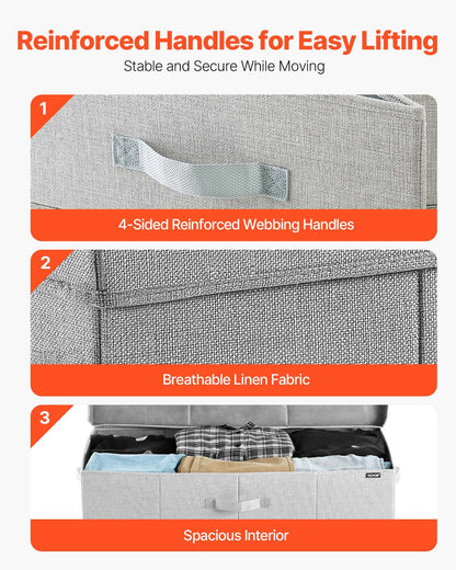 VEVOR Under Bed Storage with Lids, 31.7 x 15.9 x 6.1 Inch, 48L Large Underbed Clothes Storage Containers, Low Profile Gray Under Bed Drawer Shoe Organizer Bins Box for Blanket Shoe Bedroom, 2 Pack - CDCWFBFMBWL24ZZRA001V0 - view 8