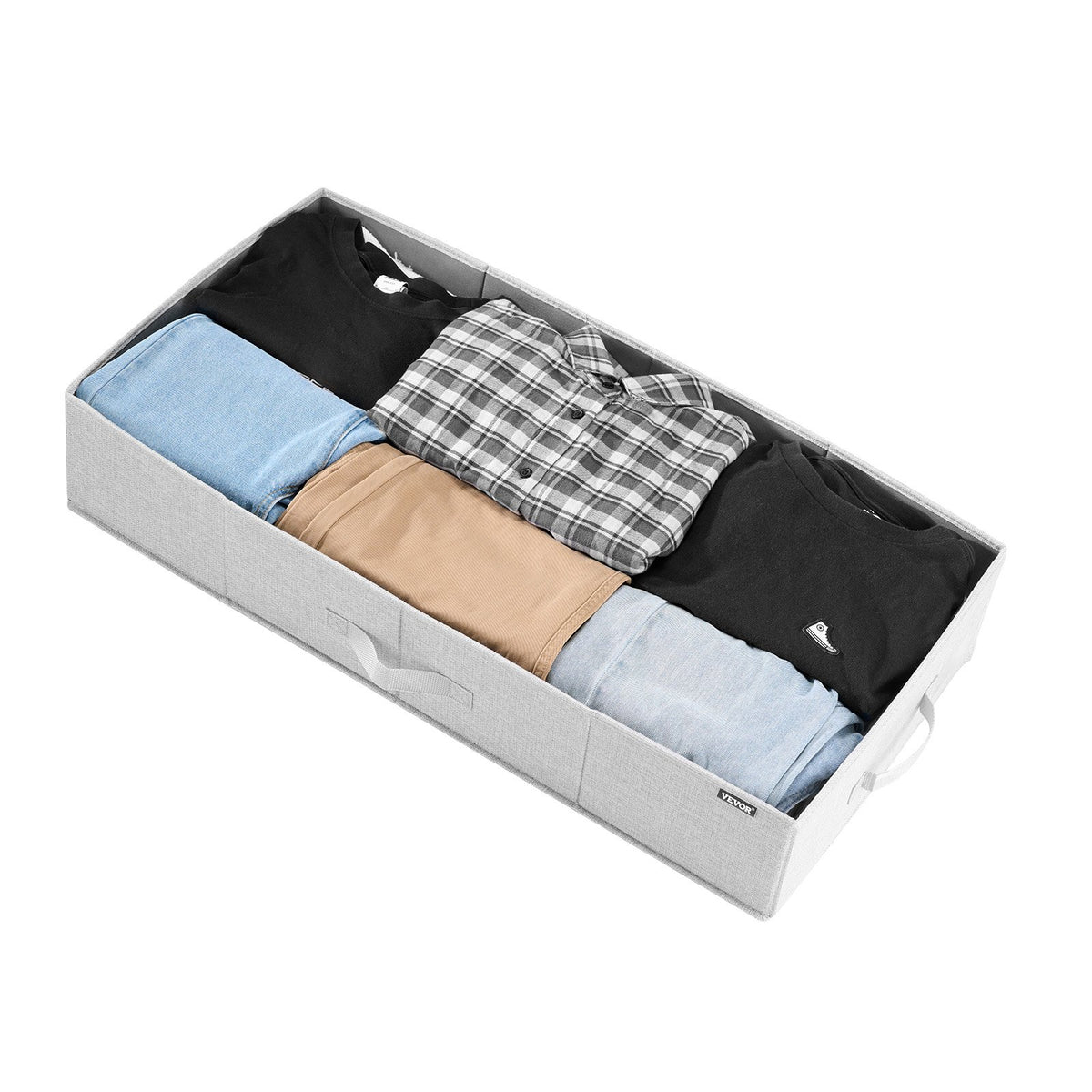 VEVOR Under Bed Storage with Lids, 31.7 x 15.9 x 6.1 Inch, 48L Large Underbed Clothes Storage Containers, Low Profile Gray Under Bed Drawer Shoe Organizer Bins Box for Blanket Shoe Bedroom, 2 Pack - CDCWFBFMBWL24ZZRA001V0 - view 10