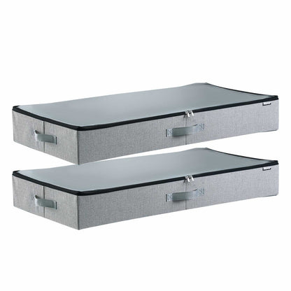 VEVOR Under Bed Storage with Clear Lids, 33.5 x 16.9 x 4.7 Inch, 45L Large Underbed Clothes Storage Containers, Low Profile Under Bed Drawer Shoe Organizer Bins Box for Blanket Shoe Bedroom, 2 Pack - CDCWFBFMBWL3PGY9Y001V0 - view 1