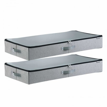 VEVOR Under Bed Storage with Clear Lids, 33.5 x 16.9 x 4.7 Inch, 45L Large Underbed Clothes Storage Containers, Low Profile Under Bed Drawer Shoe Organizer Bins Box for Blanket Shoe Bedroom, 2 Pack - CDCWFBFMBWL3PGY9Y001V0 - view 2