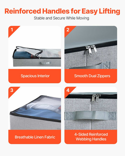 VEVOR Under Bed Storage with Clear Lids, 33.5 x 16.9 x 4.7 Inch, 45L Large Underbed Clothes Storage Containers, Low Profile Under Bed Drawer Shoe Organizer Bins Box for Blanket Shoe Bedroom, 2 Pack - CDCWFBFMBWL3PGY9Y001V0 - view 8
