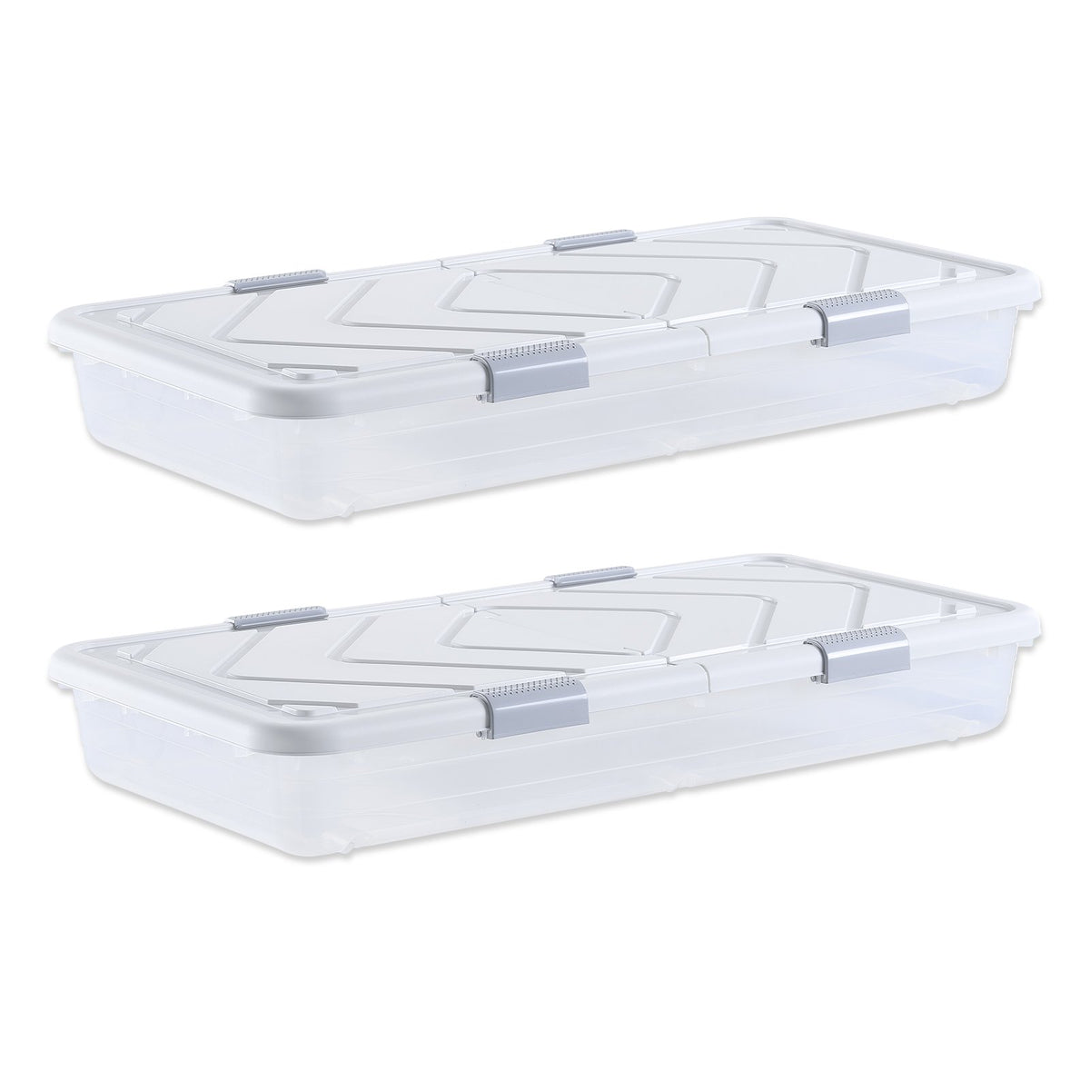VEVOR Under Bed Storage with Wheels, 39.8 x 20.1 x 5.9 inch Underbed Containers, Underbed Shoes Organizer with Lid & Gray Latch, Rolling Under the Bed Storage Bins for Clothes Shoes Blankets, 2 Pack - CDCWFBSLDL40Y3KZR001V0 - view 1