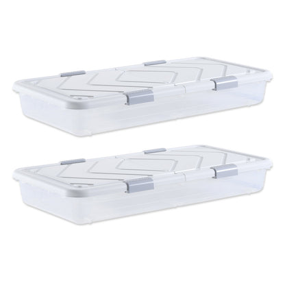 VEVOR Under Bed Storage with Wheels, 39.8 x 20.1 x 5.9 inch Underbed Containers, Underbed Shoes Organizer with Lid & Gray Latch, Rolling Under the Bed Storage Bins for Clothes Shoes Blankets, 2 Pack - CDCWFBSLDL40Y3KZR001V0 - view 1