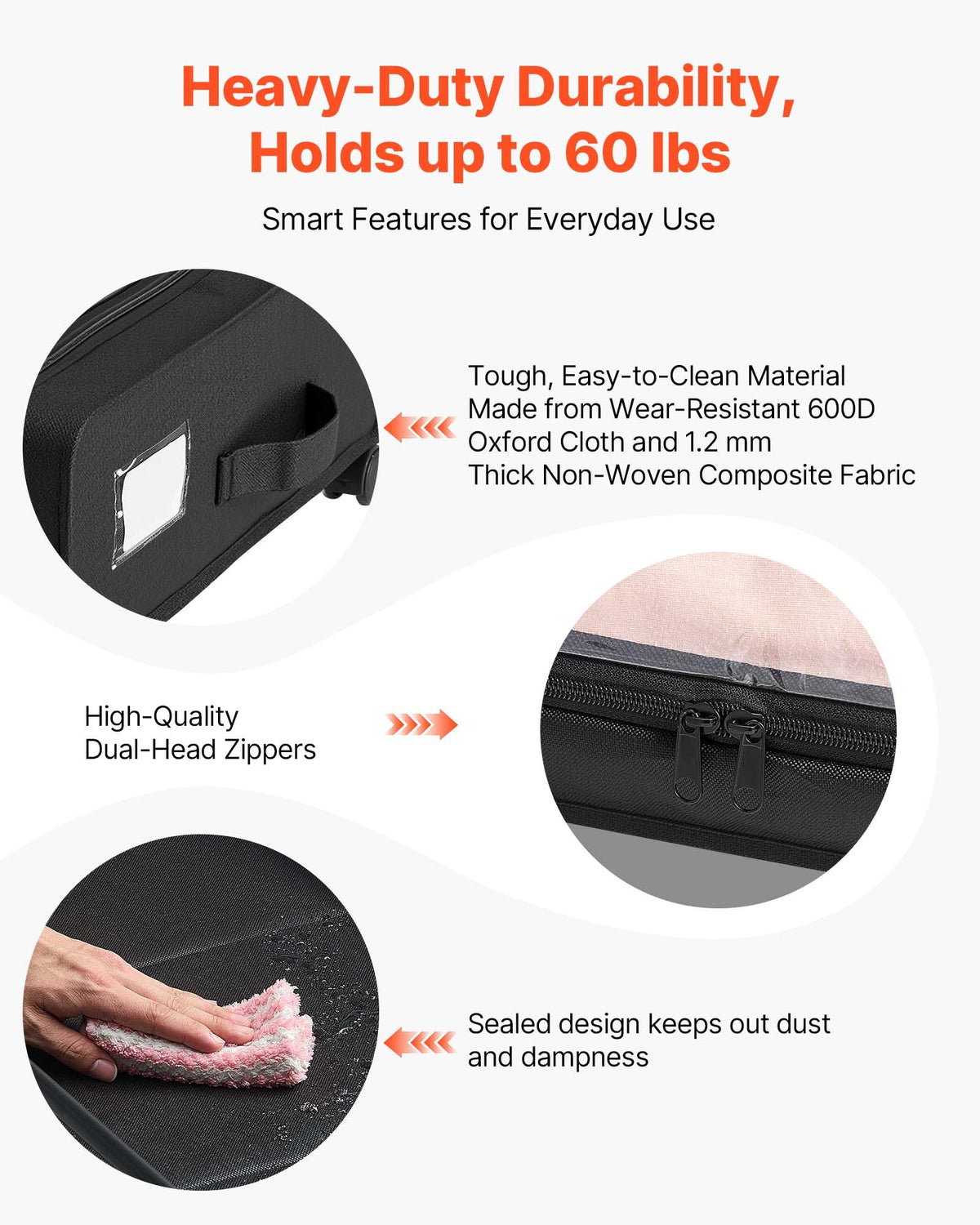 VEVOR Under Bed Storage with Wheels, 30.3 x 18.5 x 6.8 inch, Underbed Containers with Clear Lid, Underbed Shoe Organizer, Rolling Under the Bed Storage Bins for Clothes Shoes Blankets Bedroom, 2 Pack - CDCWFBTBYDL2IC6XZ001V0 - view 6
