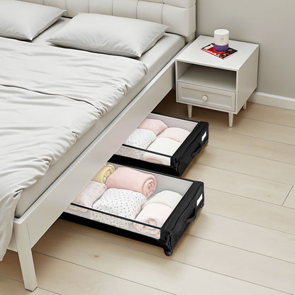 VEVOR Under Bed Storage with Wheels, 30.3 x 18.5 x 6.8 inch, Underbed Containers with Clear Lid, Underbed Shoe Organizer, Rolling Under the Bed Storage Bins for Clothes Shoes Blankets Bedroom, 2 Pack - CDCWFBTBYDL2IC6XZ001V0 - view 9