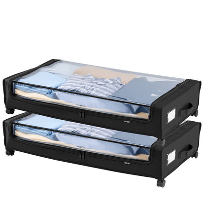VEVOR Under Bed Storage with Wheels, 30.3 x 18.5 x 6.8 inch, Underbed Containers with Clear Lid, Underbed Shoe Organizer, Rolling Under the Bed Storage Bins for Clothes Shoes Blankets Bedroom, 2 Pack - CDCWFBTBYDL2IC6XZ001V0 - view 10