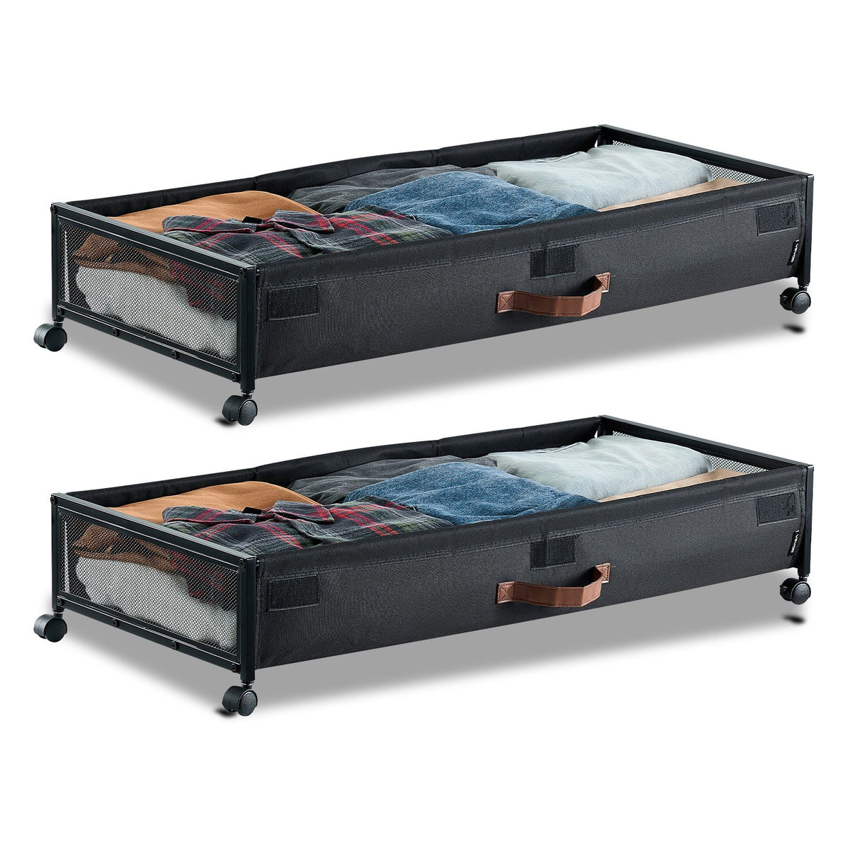 VEVOR Under Bed Storage with Wheels, 36.0 x 18.1 x 7.3 inch, Underbed Containers with Clear Lid, Underbed Shoe Organizer, Rolling Under the Bed Storage Bins for Clothes Shoes Blankets Bedroom, 2 Pack - CDCWFBTBYDL3LHKJX001V0 - view 1