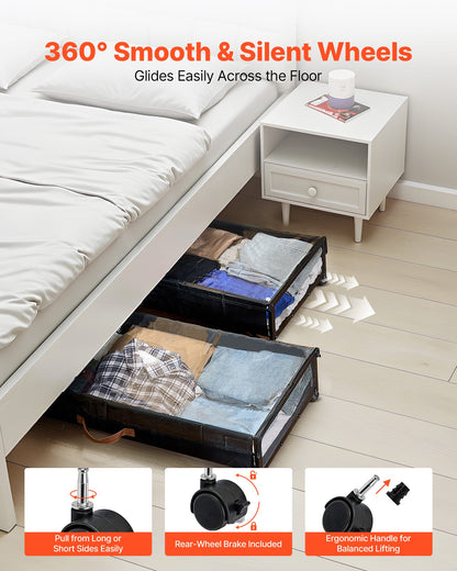 VEVOR Under Bed Storage with Wheels, 36.0 x 18.1 x 7.3 inch, Underbed Containers with Clear Lid, Underbed Shoe Organizer, Rolling Under the Bed Storage Bins for Clothes Shoes Blankets Bedroom, 2 Pack - CDCWFBTBYDL3LHKJX001V0 - view 8
