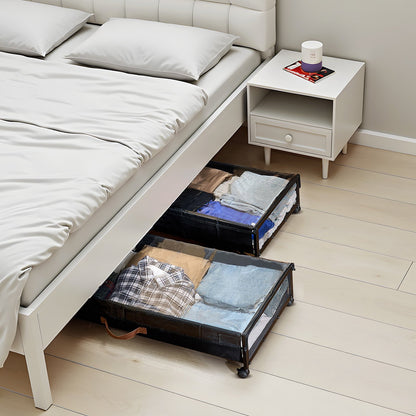 VEVOR Under Bed Storage with Wheels, 36.0 x 18.1 x 7.3 inch, Underbed Containers with Clear Lid, Underbed Shoe Organizer, Rolling Under the Bed Storage Bins for Clothes Shoes Blankets Bedroom, 2 Pack - CDCWFBTBYDL3LHKJX001V0 - view 9