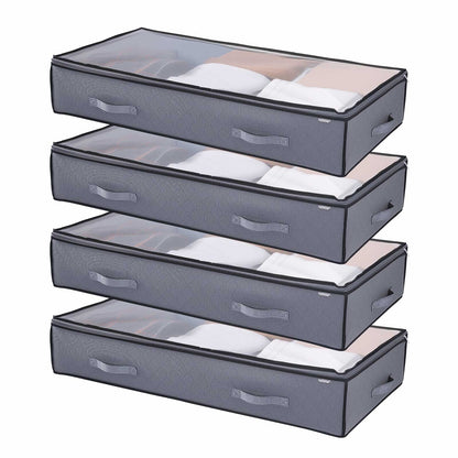 VEVOR Under Bed Storage with Clear Lids, 39.2 x 19.7 x 7.1 Inch, 90L Large Underbed Clothes Storage Containers, Low Profile Under Bed Drawer Shoe Organizer Bins Box for Blanket Shoe Bedroom, 4 Pack - CDCWFBWFBWL309XD1001V0 - view 1