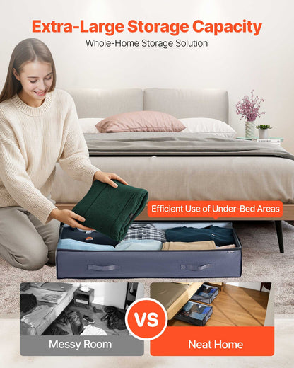 VEVOR Under Bed Storage with Clear Lids, 39.2 x 19.7 x 7.1 Inch, 90L Large Underbed Clothes Storage Containers, Low Profile Under Bed Drawer Shoe Organizer Bins Box for Blanket Shoe Bedroom, 4 Pack - CDCWFBWFBWL309XD1001V0 - view 5