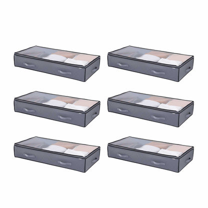 VEVOR Under Bed Storage with Clear Lids, 39.2 x 19.7 x 7.1 Inch, 90L Large Underbed Clothes Storage Containers, Low Profile Under Bed Drawer Shoe Organizer Bins Box for Blanket Shoe Bedroom, 6 Pack - CDCWFBWFBWL3F65TO001V0 - view 1