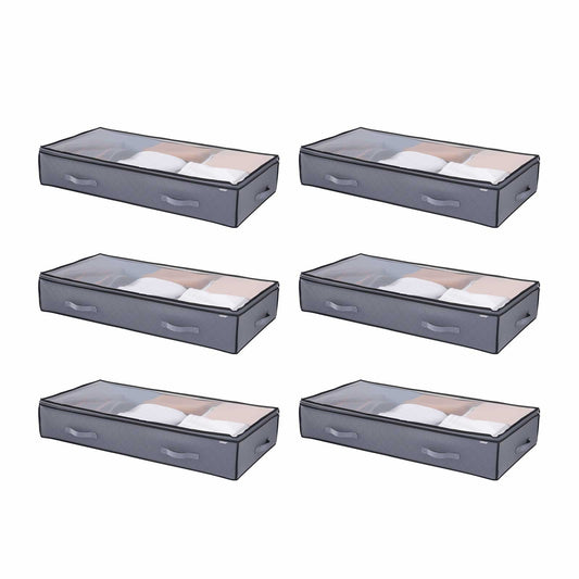 VEVOR Under Bed Storage with Clear Lids, 39.2 x 19.7 x 7.1 Inch, 90L Large Underbed Clothes Storage Containers, Low Profile Under Bed Drawer Shoe Organizer Bins Box for Blanket Shoe Bedroom, 6 Pack - CDCWFBWFBWL3F65TO001V0 - view 1