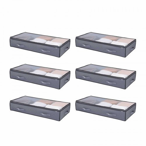 VEVOR Under Bed Storage with Clear Lids, 39.2 x 19.7 x 7.1 Inch, 90L Large Underbed Clothes Storage Containers, Low Profile Under Bed Drawer Shoe Organizer Bins Box for Blanket Shoe Bedroom, 6 Pack - CDCWFBWFBWL3F65TO001V0 - view 2