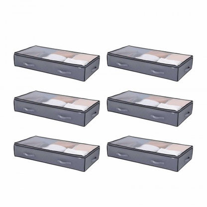 VEVOR Under Bed Storage with Clear Lids, 39.2 x 19.7 x 7.1 Inch, 90L Large Underbed Clothes Storage Containers, Low Profile Under Bed Drawer Shoe Organizer Bins Box for Blanket Shoe Bedroom, 6 Pack - CDCWFBWFBWL3F65TO001V0 - view 2