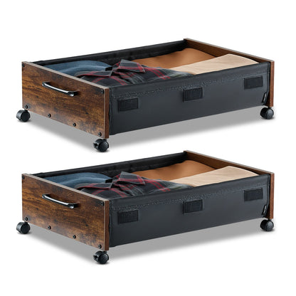 VEVOR Under Bed Storage with Wheels, 25.6 x 18.1 x 7.1 inch Underbed Containers, Underbed Shoes Organizer with Lockable Wheels, Rolling Under the Bed Storage Bins for Clothes, Shoes, Blankets, 2 Pack - CDCWKFTMBYDLATMLN001V0 - view 1