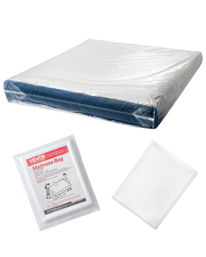 VEVOR Plastic Mattress Bag, 2 Mil Thick Mattress Storage Bag, Wear-Resistant and Waterproof Plastic Bed Cover with Reinforced Corner Design, Heavy-Duty Mattress Moving Supplies (2 Pack, Queen Size) - CDDQUEEN2GZ02VWID001V0 - view 1