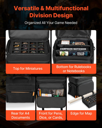 VEVOR Miniature Storage Carrying Figure Bag, Fits 16 Infantry Minis, Miniature Transport Bag with Handle & Adjustable Shoulder Strap, 1 Foam Layer for Large Storage Capacity (Minis Not Included) - CDGD16BBFHXDSQLKB001V0 - view 3