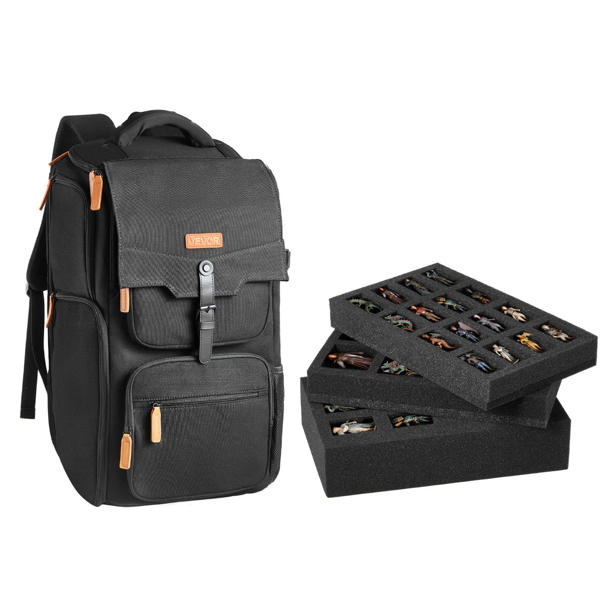 VEVOR Miniature Storage Carrying Figure Bag, Fits 58 Infantry Minis, Miniature Transport Bag with Handle & Adjustable Shoulder Strap, 3 Foam Layers for Large Storage Capacity (Minis Not Included) - CDGD58BBFHXDM7CZN001V0 - view 1
