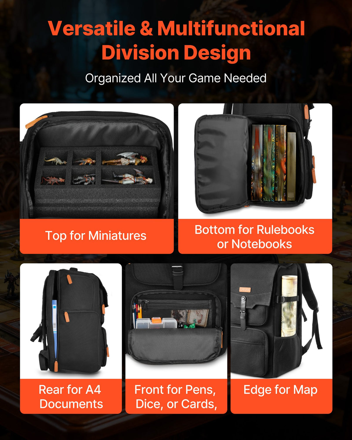 VEVOR Miniature Storage Carrying Figure Bag, Fits 58 Infantry Minis, Miniature Transport Bag with Handle & Adjustable Shoulder Strap, 3 Foam Layers for Large Storage Capacity (Minis Not Included) - CDGD58BBFHXDM7CZN001V0 - view 3