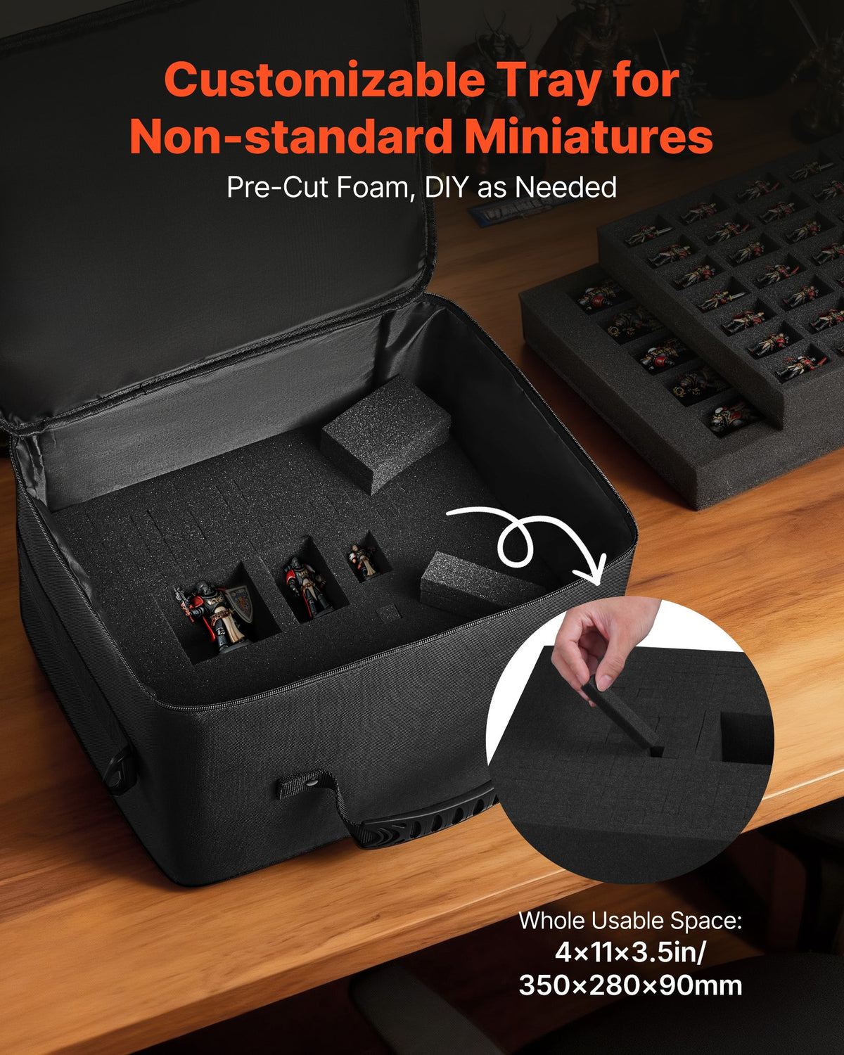 VEVOR Miniature Storage Carrying Figure Bag, Fits for 1:500-1:750 Scale Models, Miniature Transport Bag with Adjustable Shoulder Strap, 3 Foam Layers for Large Storage Capacity (Minis Not Included) - CDGDRMJCMX000N5TT001V0 - view 5