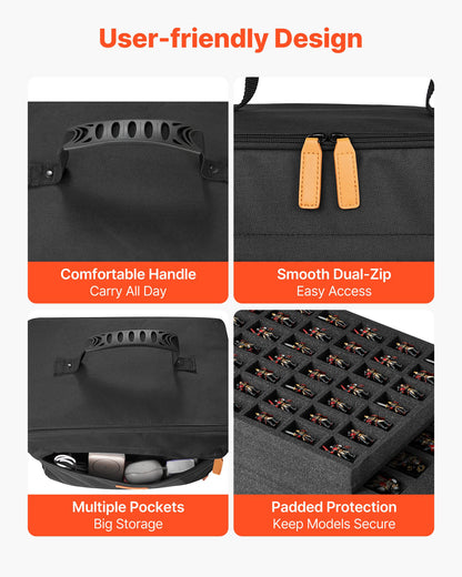 VEVOR Miniature Storage Carrying Figure Bag, Fits for 1:500-1:750 Scale Models, Miniature Transport Bag with Adjustable Shoulder Strap, 3 Foam Layers for Large Storage Capacity (Minis Not Included) - CDGDRMJCMX000N5TT001V0 - view 7
